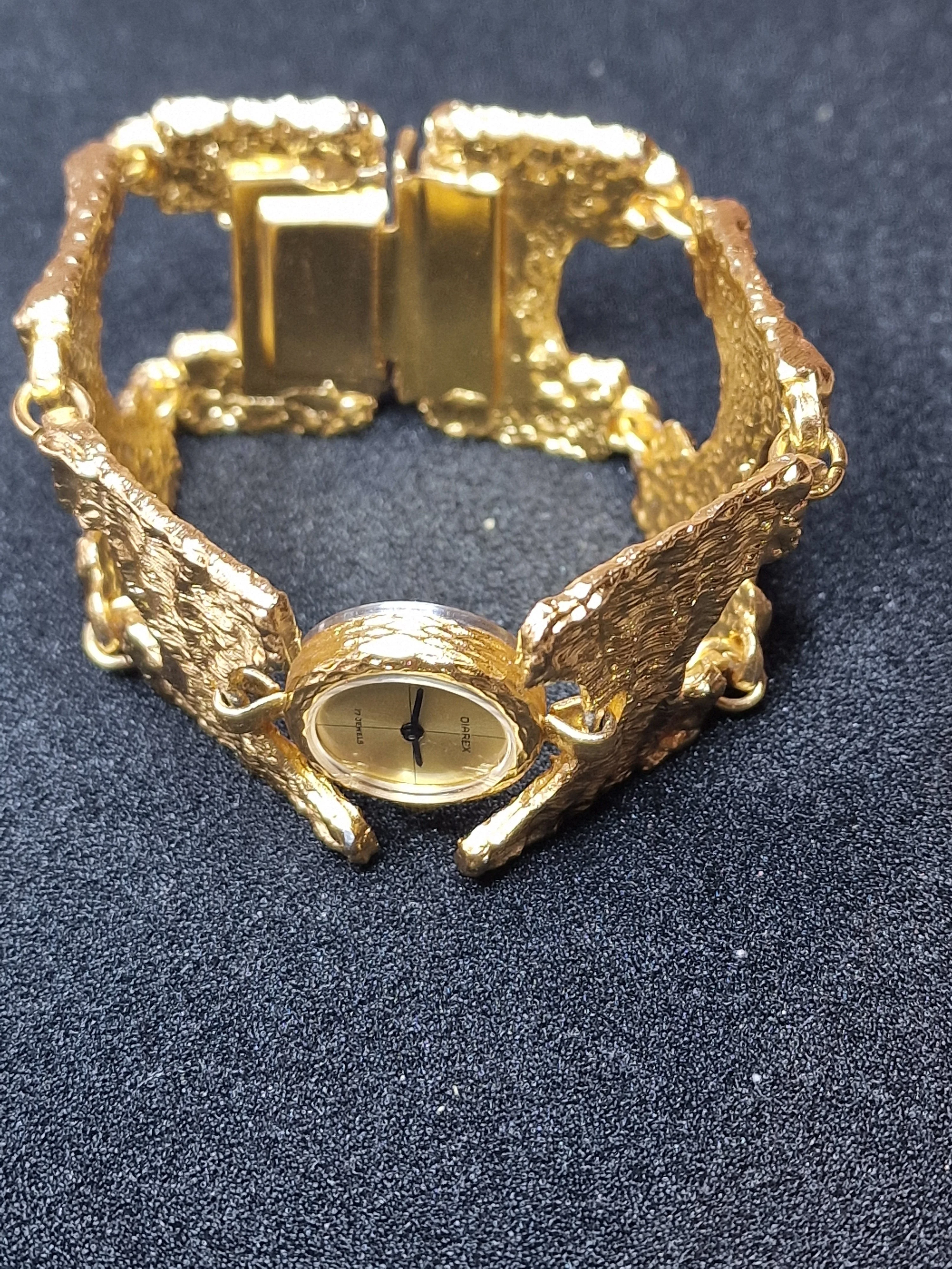 Vintage Women's Jewelry Watch "DIAREX" – 1960s, Hand-Wound, Gold-Tone 14